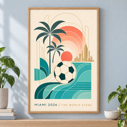 Miami 2026 World Stage Soccer Canvas Painting Wall Decor | brown_independent_close