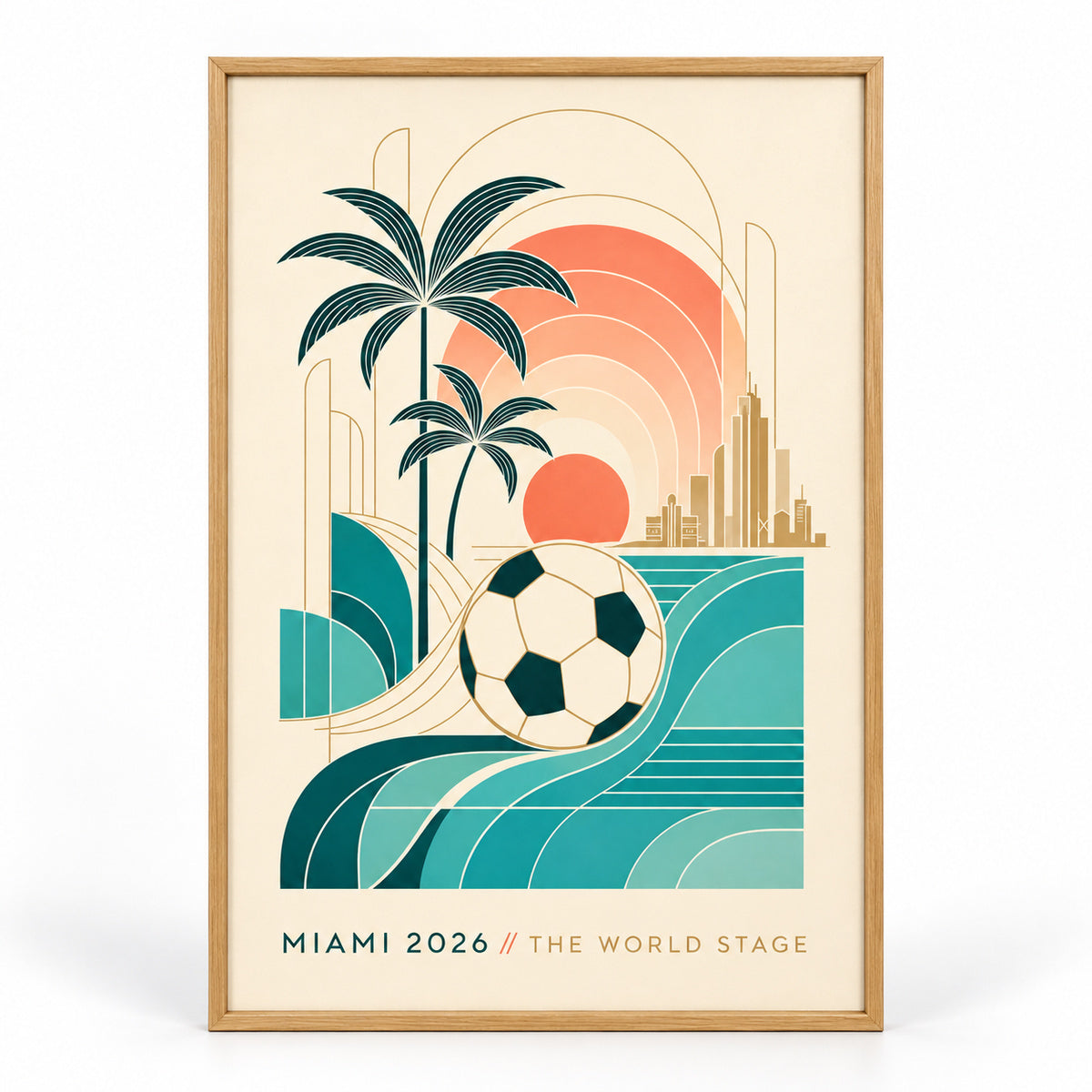 Miami 2026 World Stage Soccer Canvas Painting Wall Decor | brown_sku