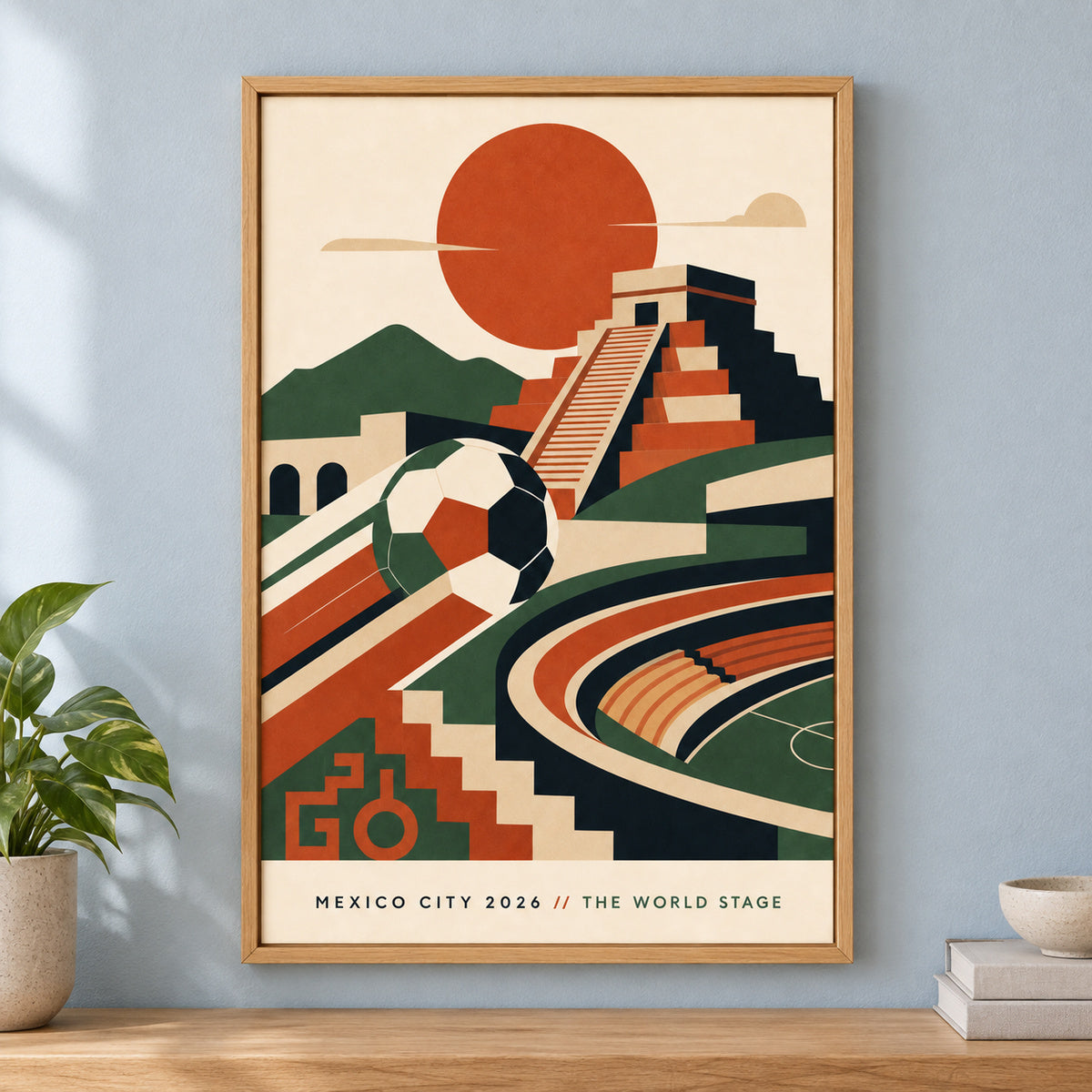 Mexico City 2026 World Stage Soccer Canvas Wall Art | brown_independent_close