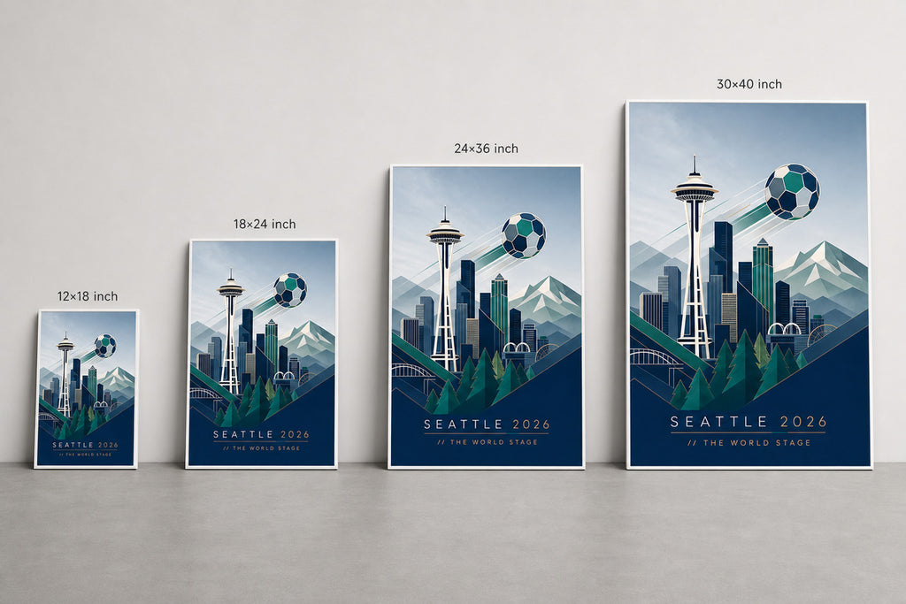 Seattle 2026 World Stage Soccer Canvas Wall Art size comparison