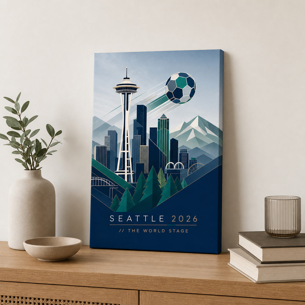 Seattle 2026 World Stage Soccer Canvas Wall Art sku 12x18