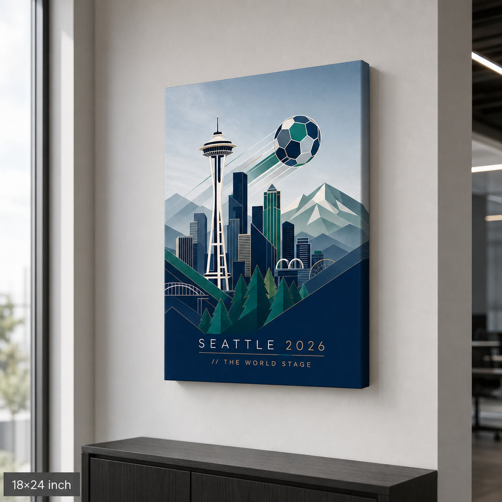 Seattle 2026 World Stage Soccer Canvas Wall Art sku 18x24