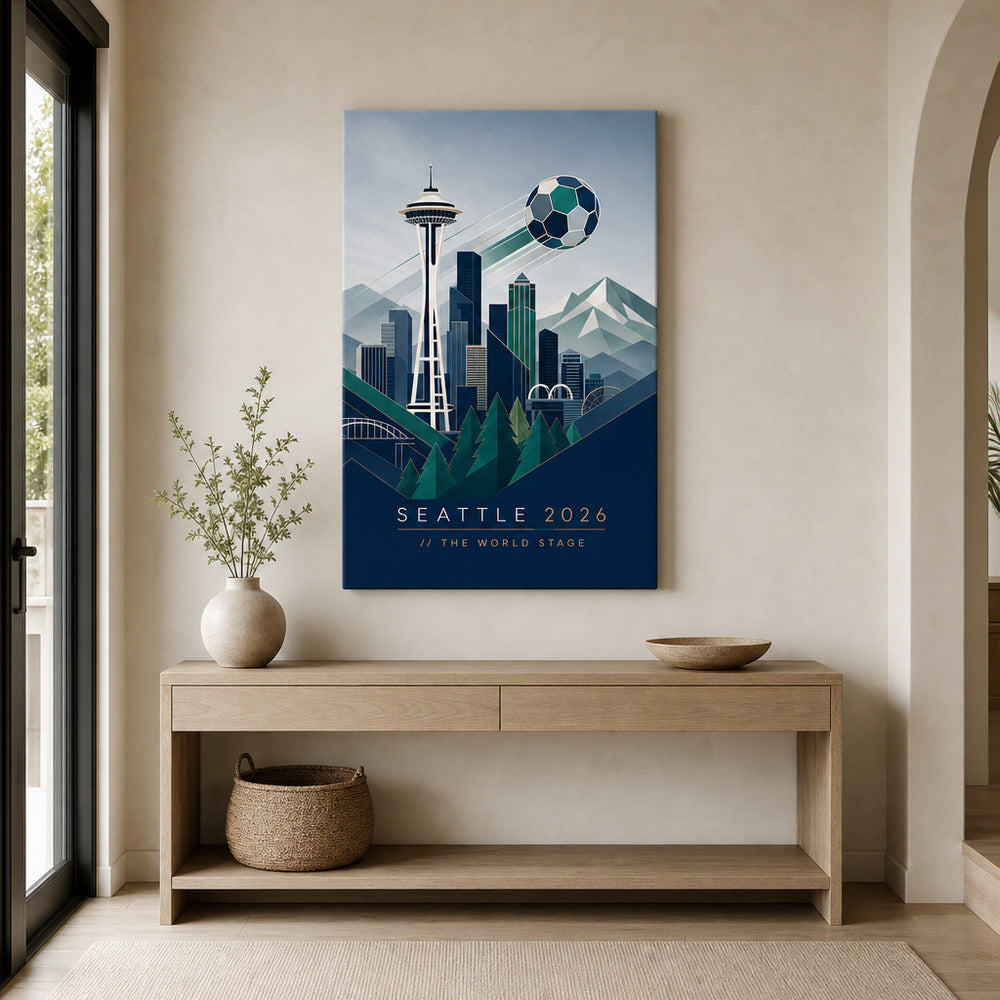 Seattle 2026 World Stage Soccer Canvas Wall Art wall entry
