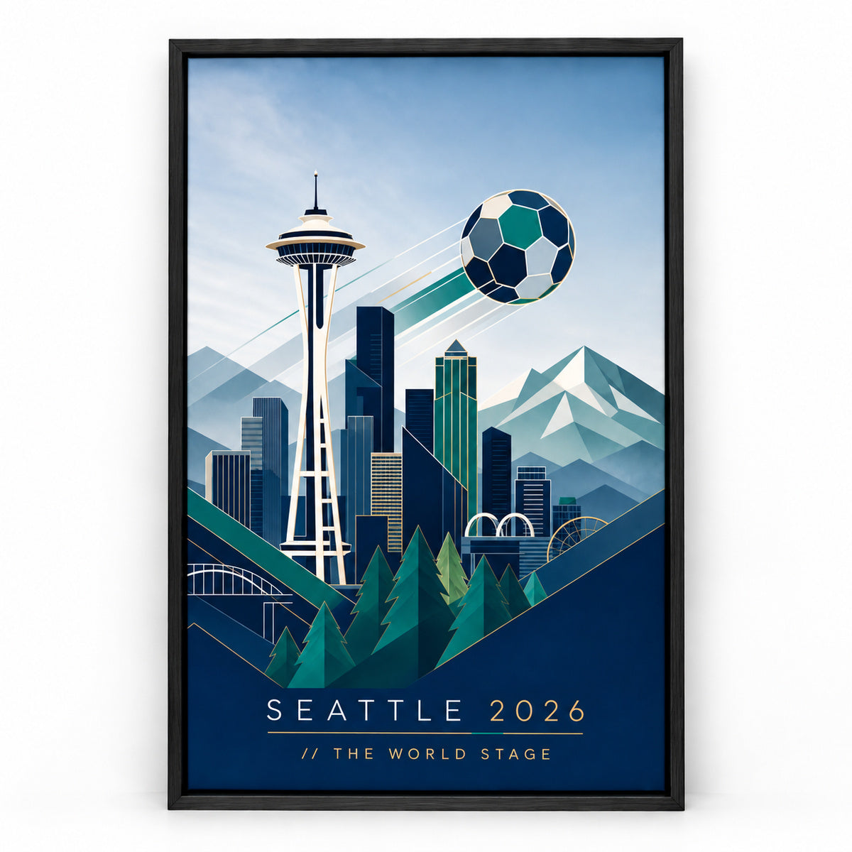 Seattle 2026 Soccer Canvas Painting for Game Room Decor | black_sku