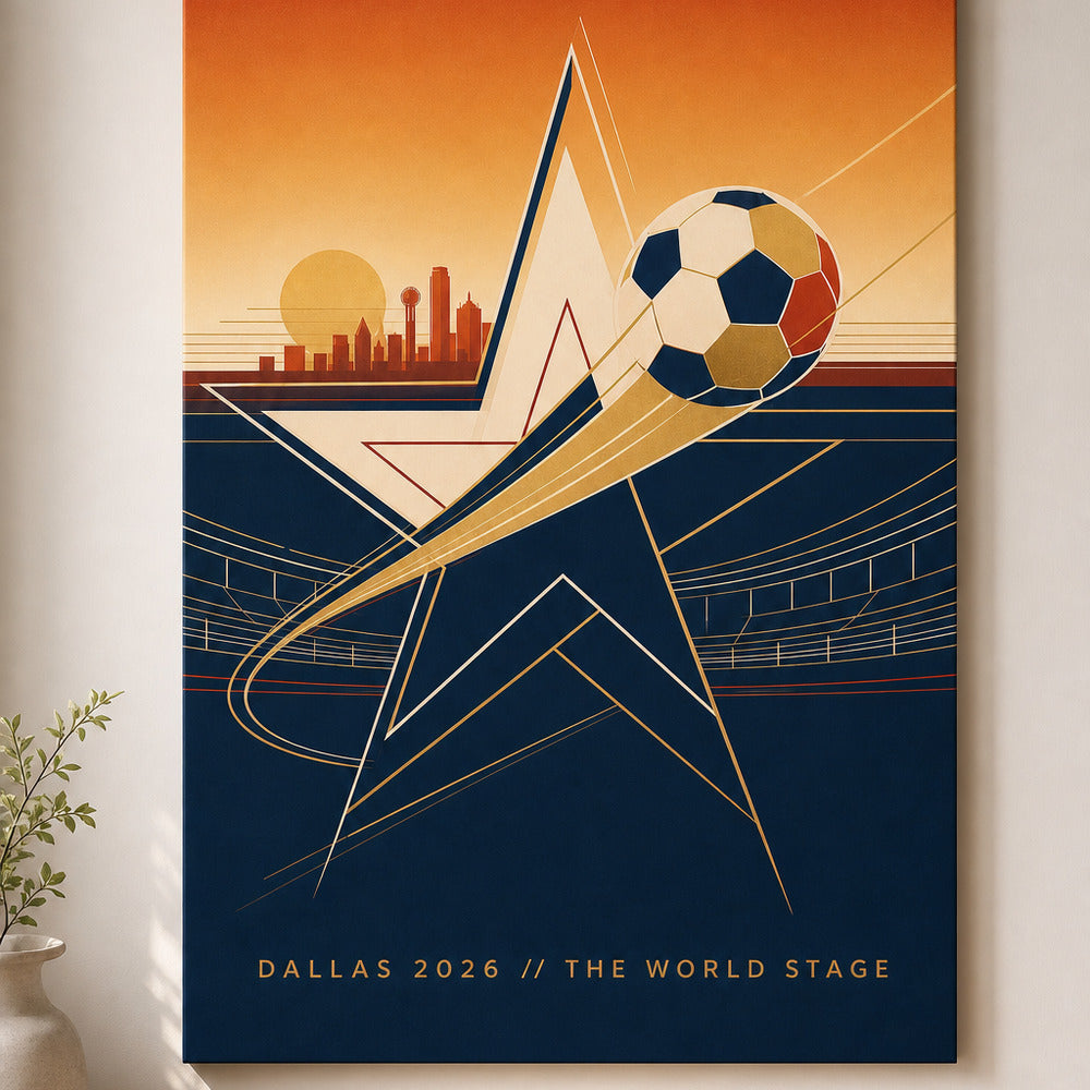Dallas 2026 World Stage Soccer Canvas Wall Art sku 24x36