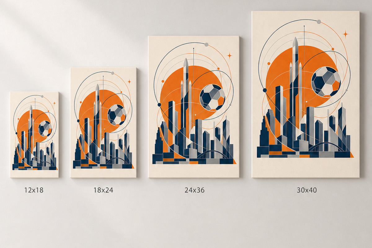 Houston 2026 World Stage Soccer Canvas Wall Art size comparison