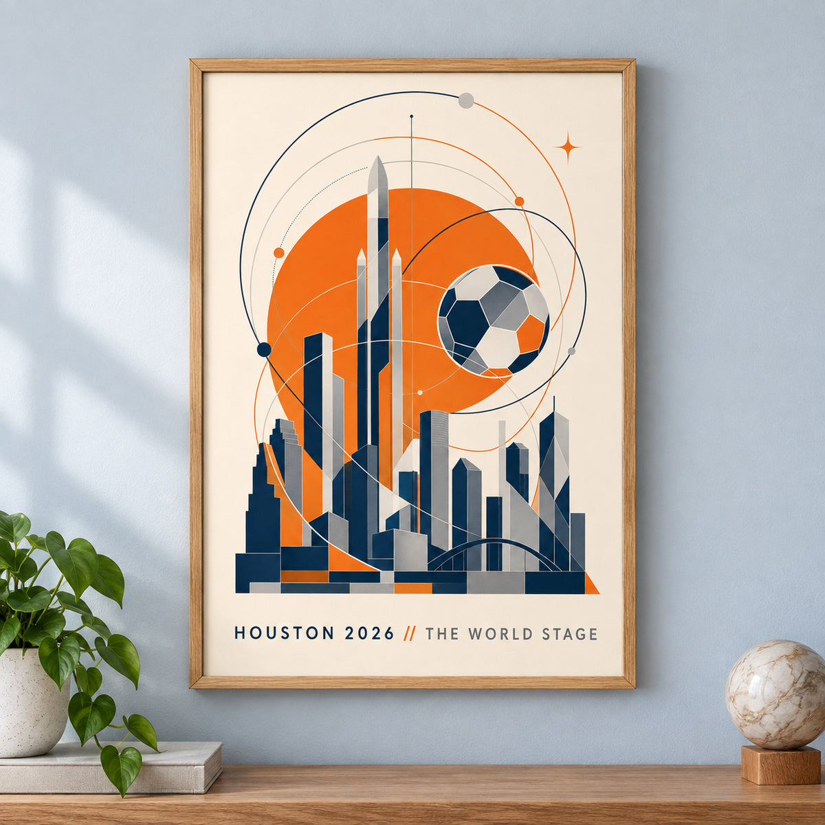 Houston 2026 Soccer Canvas Painting for Game Room Decor | brown_independent_close