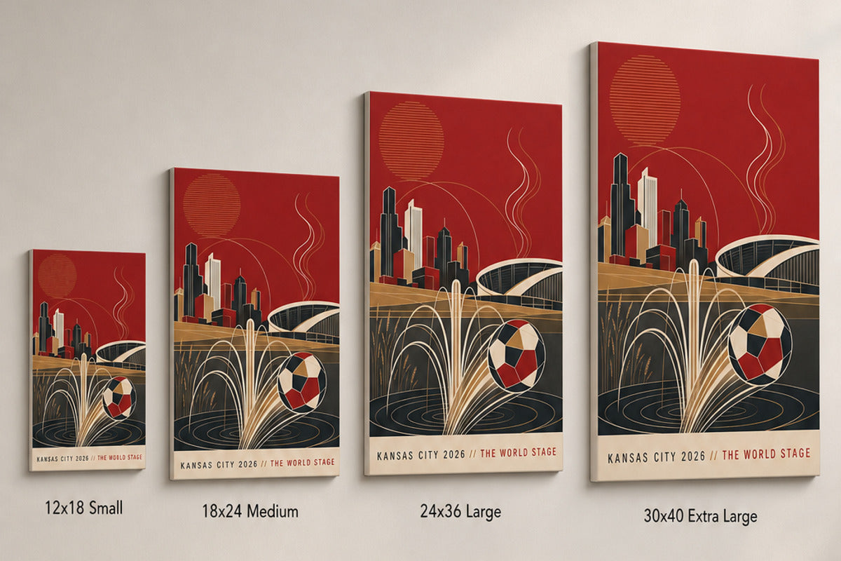 Kansas City 2026 World Stage Soccer Canvas Wall Art size comparison