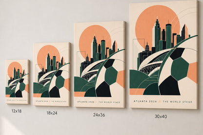 Atlanta 2026 World Stage Soccer Canvas Wall Art size comparison