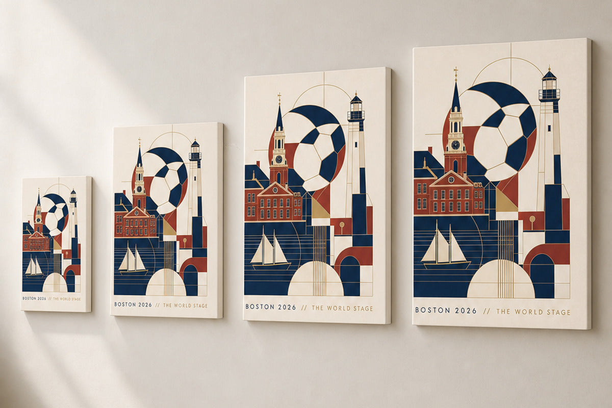 Boston 2026 World Stage Soccer Canvas Wall Art size comparison