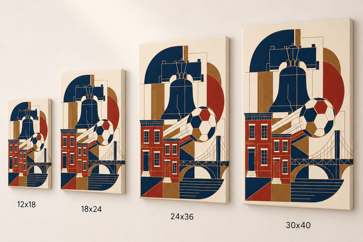 Philadelphia 2026 World Stage Soccer Canvas Wall Art size comparison