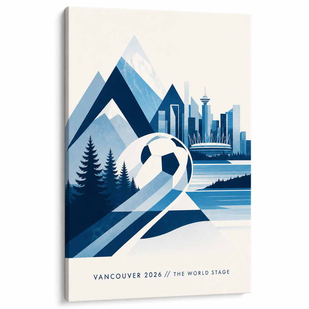 Vancouver 2026 World Stage Soccer Canvas Wall Art main white left wrap