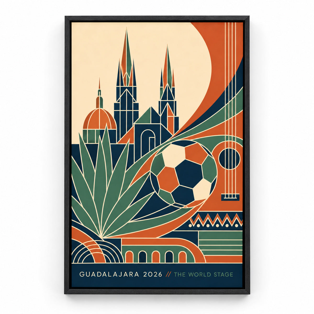 Guadalajara 2026 Soccer Canvas Painting for Game Room Decor | black_sku