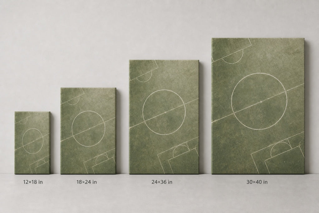 Morandi Green Pitch Geometry Canvas Wall Art canvas size comparison