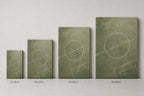 Morandi Green Pitch Geometry Canvas Wall Art canvas size comparison
