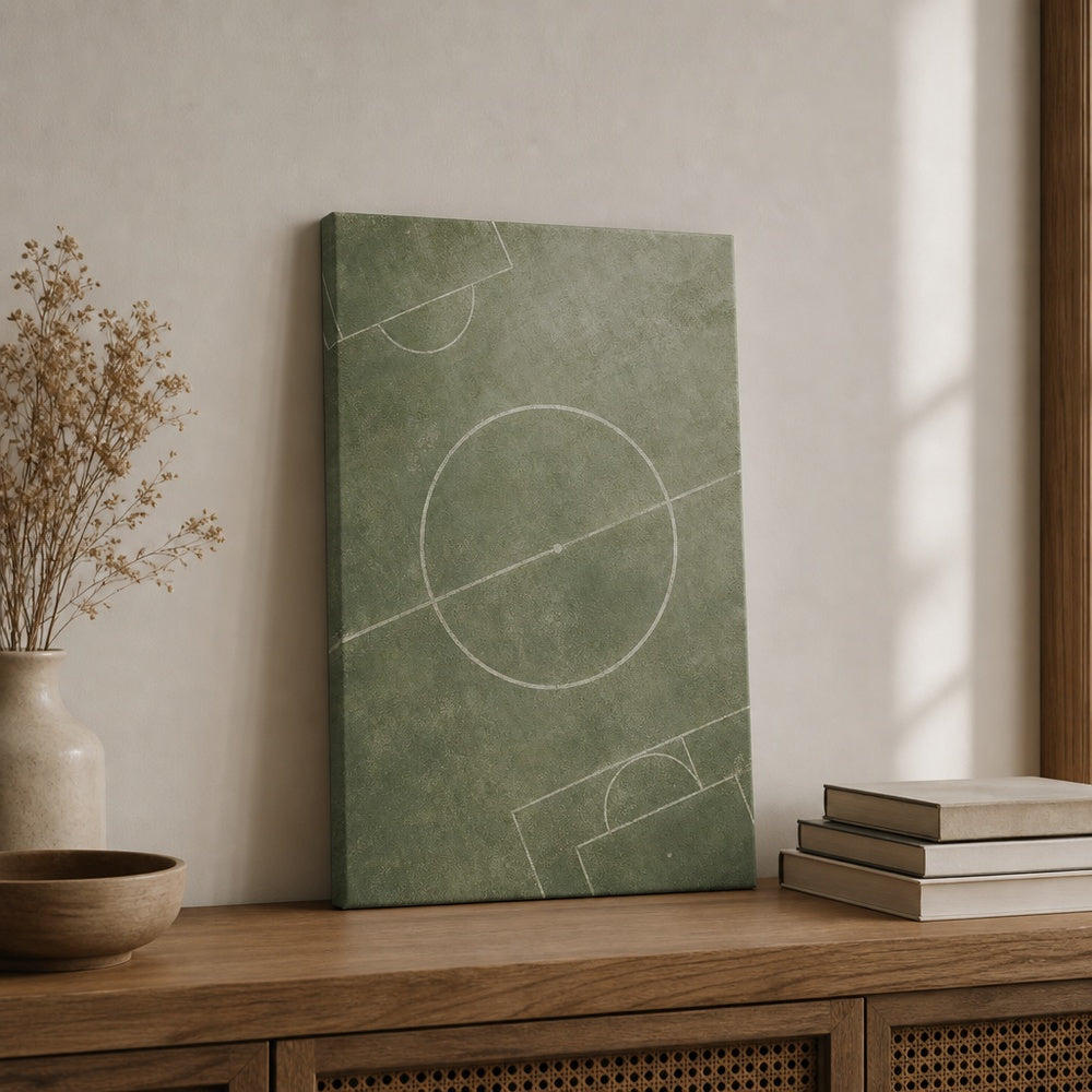 Morandi Green Pitch Geometry Canvas Wall Art 12×18 inch thin wrapped canvas wall mockup