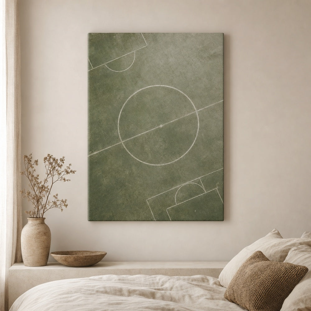 Morandi Green Pitch Geometry Canvas Wall Art alternate room wall mockup