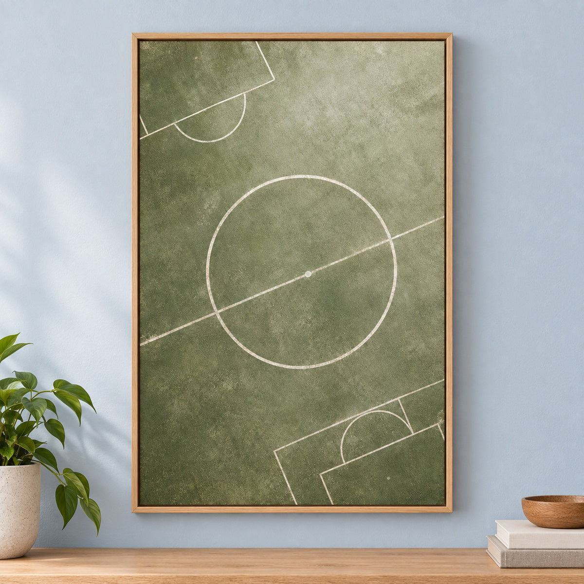 Morandi Green Pitch Geometry Canvas Painting Wall Decor | brown_independent_close