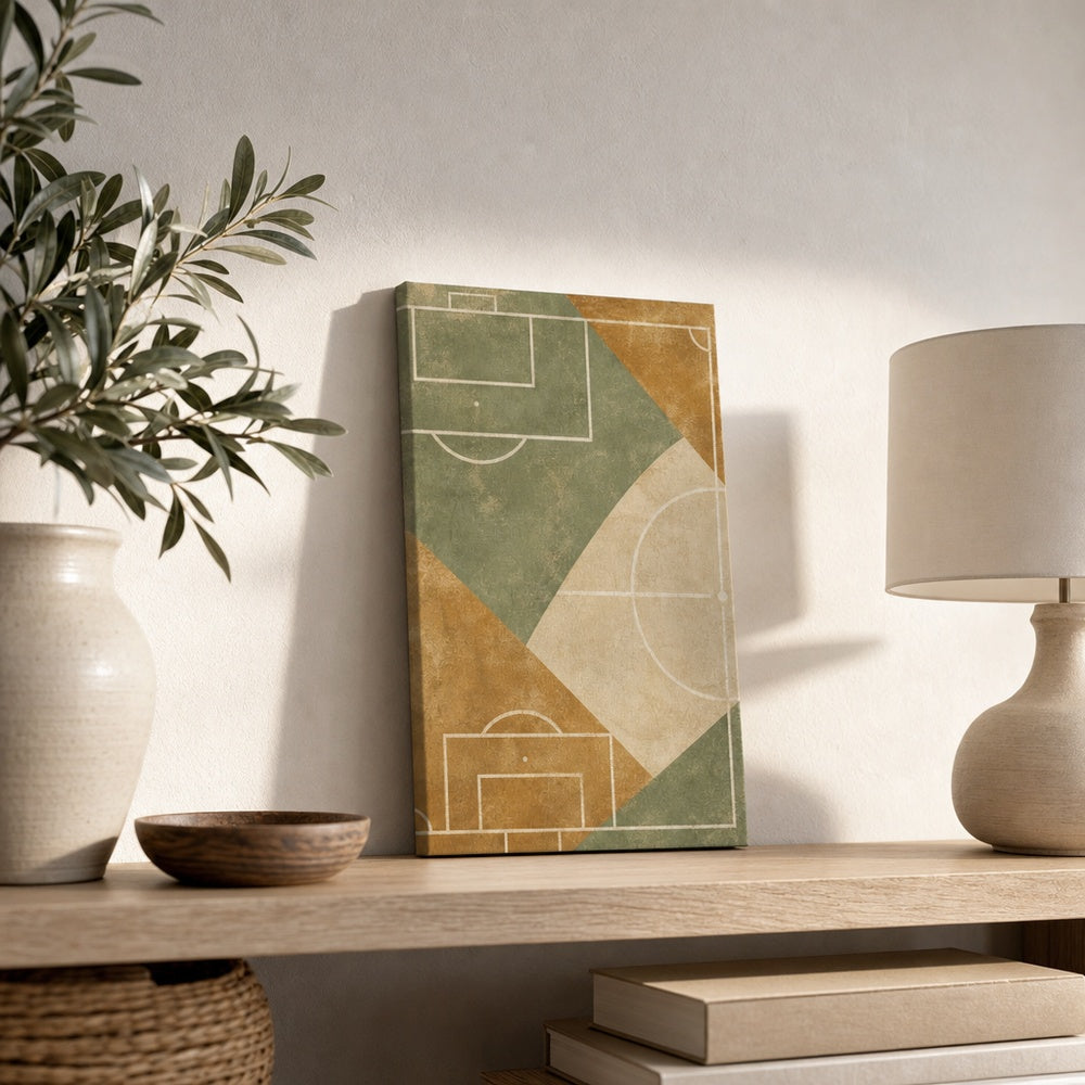 Ochre Sage Pitch Geometry Canvas Wall Art 12×18 inch thin wrapped canvas wall mockup