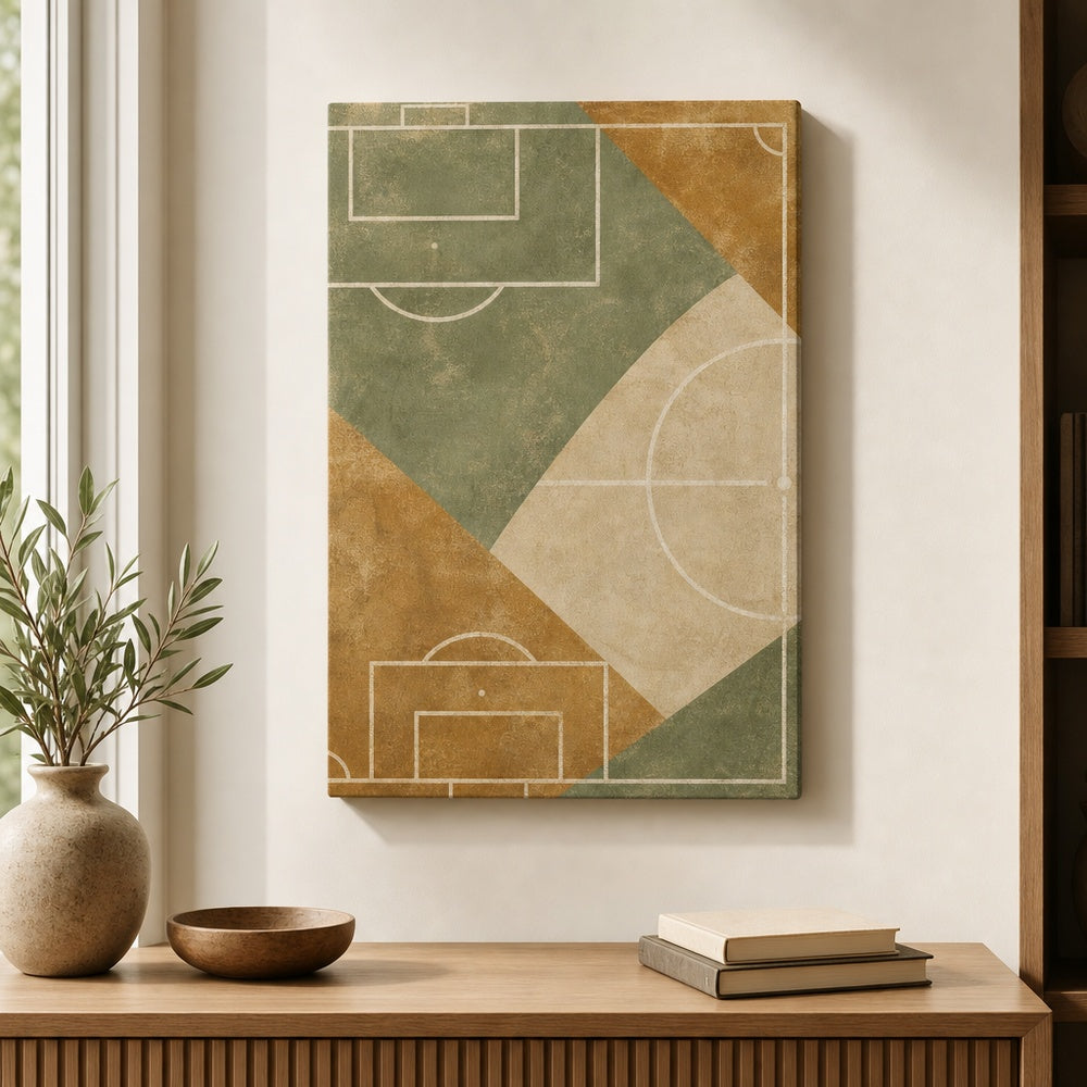 Ochre Sage Pitch Geometry Canvas Wall Art 18×24 inch wrapped canvas wall mockup