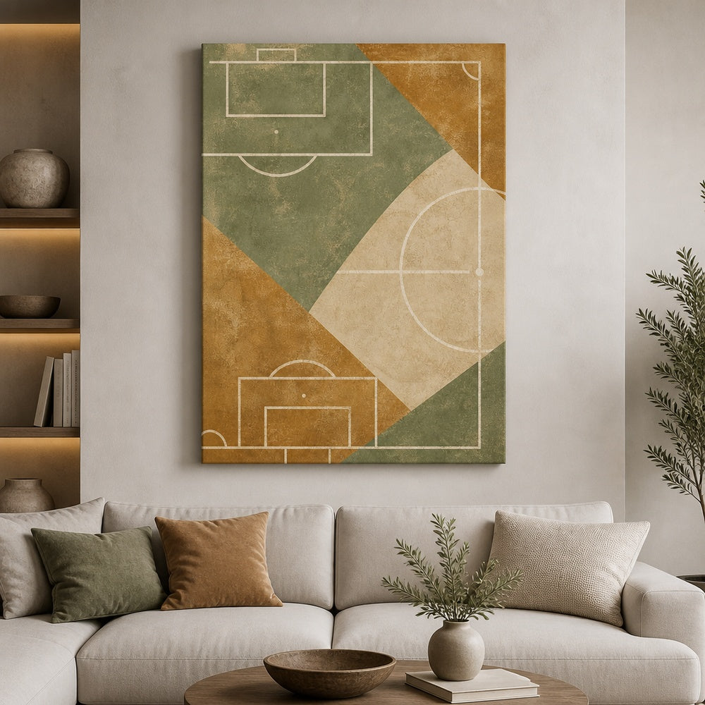 Ochre Sage Pitch Geometry Canvas Wall Art 24×36 inch wrapped canvas wall mockup