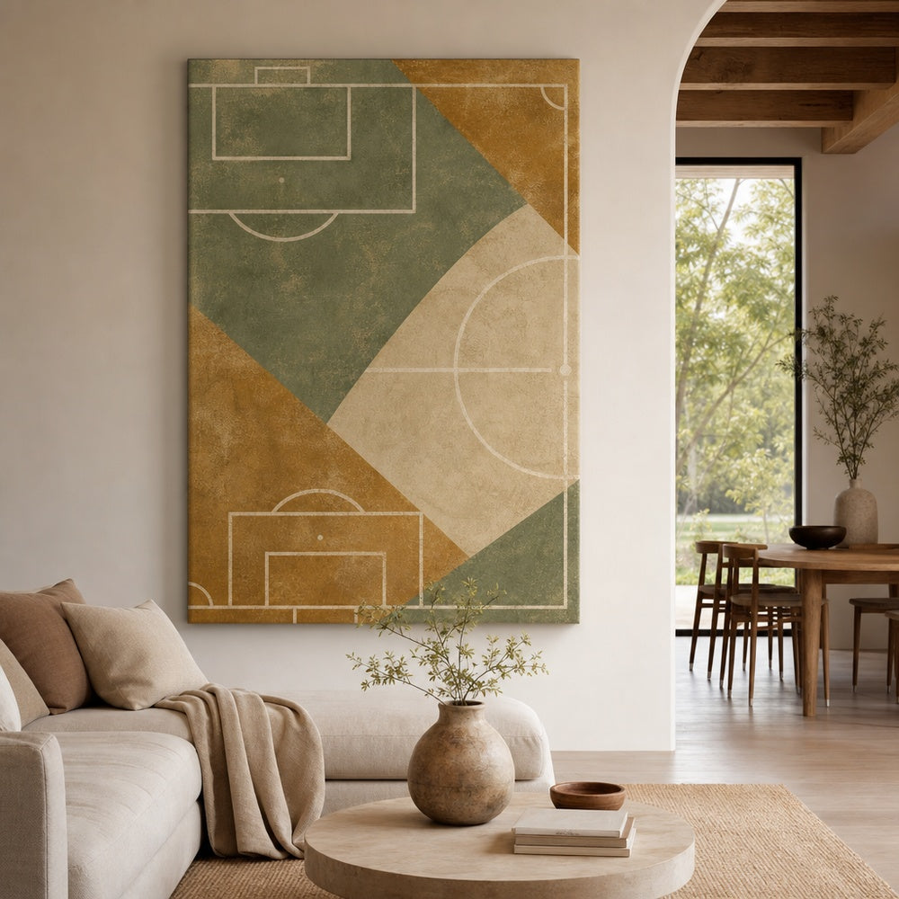 Ochre Sage Pitch Geometry Canvas Wall Art 30×40 inch wrapped canvas wall mockup