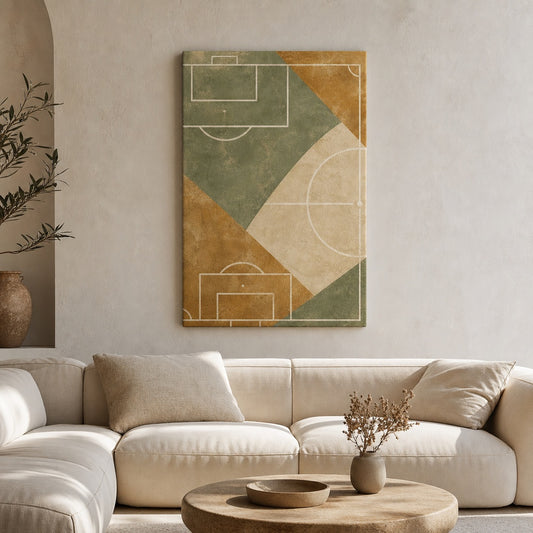 Ochre Sage Pitch Geometry Canvas Wall Art modern wall mockup