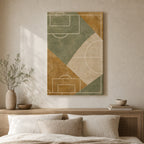 Ochre Sage Pitch Geometry Canvas Wall Art alternate room wall mockup