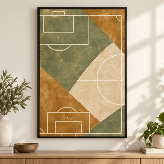Ochre Sage Pitch Geometry Modern Canvas Painting Wall Decor | black_independent_close