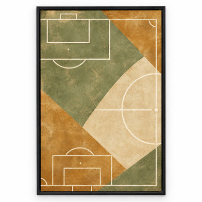 Ochre Sage Pitch Geometry Modern Canvas Painting Wall Decor | black_sku