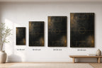 Black Gold Pitch Geometry Canvas Wall Art canvas size comparison
