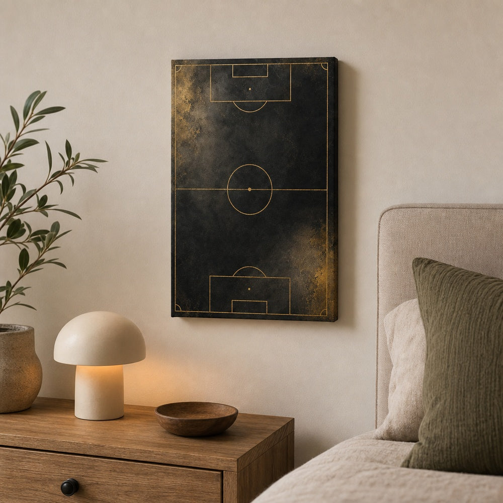 Black Gold Pitch Geometry Canvas Wall Art 12×18 inch thin wrapped canvas wall mockup