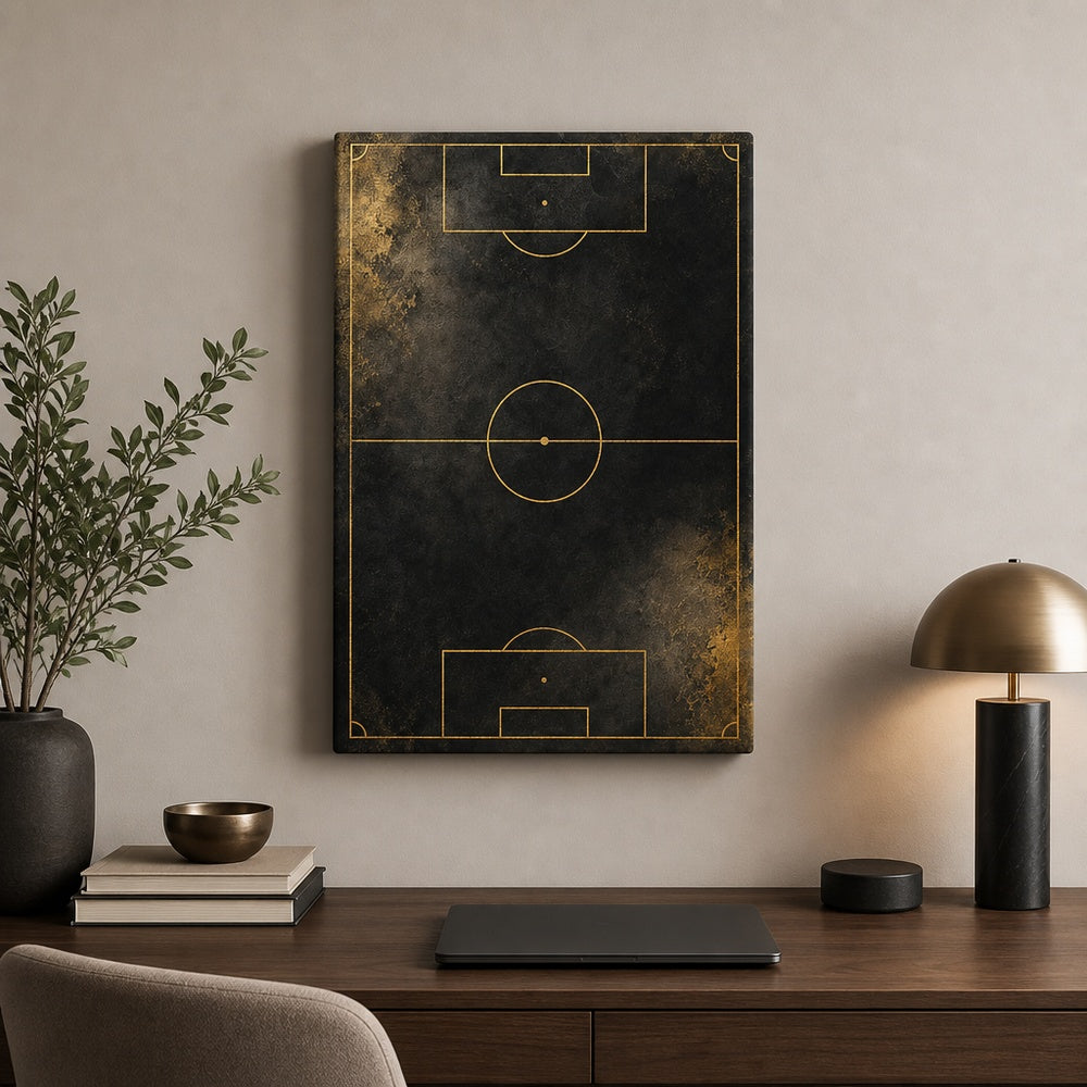 Black Gold Pitch Geometry Canvas Wall Art 18×24 inch wrapped canvas wall mockup