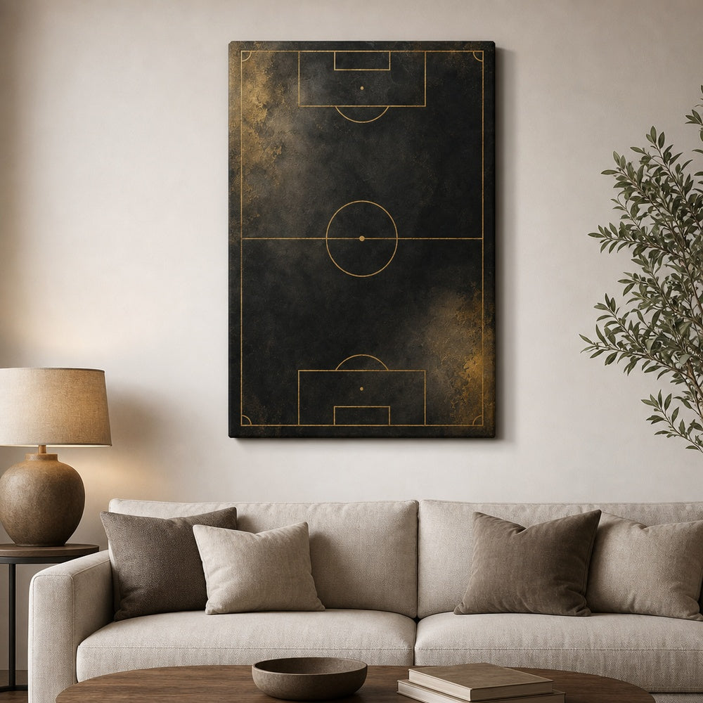 Black Gold Pitch Geometry Canvas Wall Art 24×36 inch wrapped canvas wall mockup