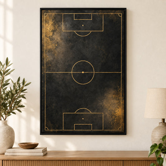 Black Gold Pitch Geometry Modern Canvas Painting Wall Decor | black_independent_close
