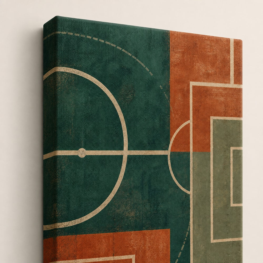 Teal Clay Pitch Geometry Canvas Wall Art canvas texture detail