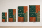 Teal Clay Pitch Geometry Canvas Wall Art canvas size comparison