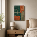 Teal Clay Pitch Geometry Canvas Wall Art 12×18 inch thin wrapped canvas wall mockup