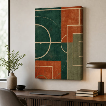 Teal Clay Pitch Geometry Canvas Wall Art 18×24 inch wrapped canvas wall mockup
