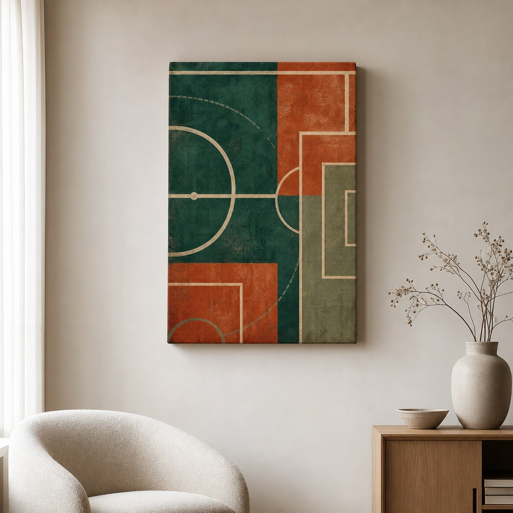 Teal Clay Pitch Geometry Canvas Wall Art modern wall mockup