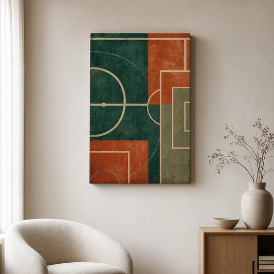 Teal Clay Pitch Geometry Canvas Wall Art modern wall mockup