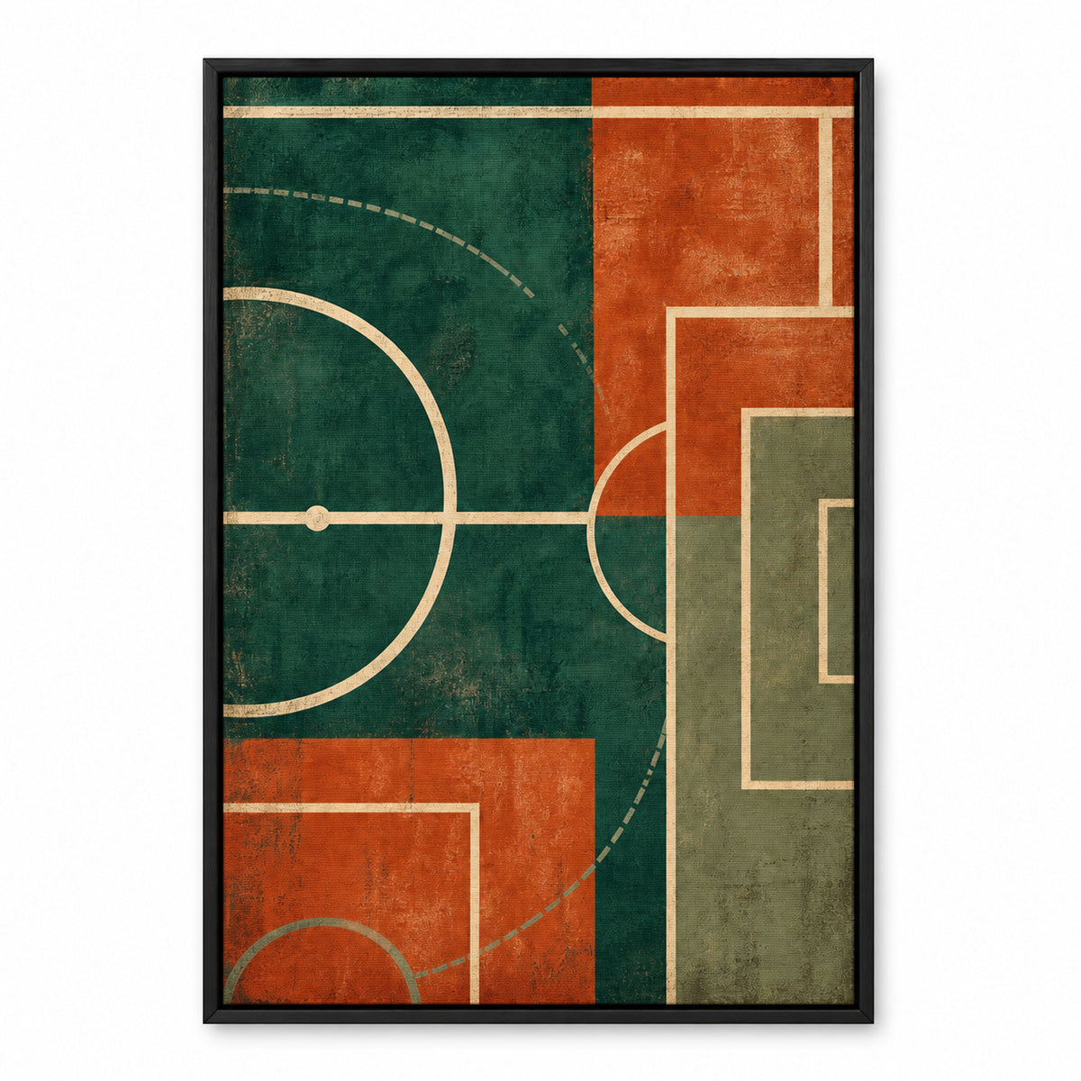 Teal Clay Pitch Geometry Modern Canvas Painting Wall Decor | black_sku