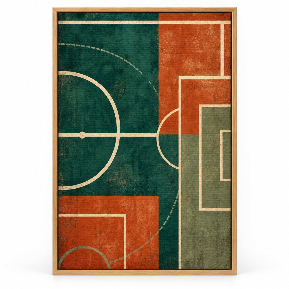 Teal Clay Pitch Geometry Modern Canvas Painting Wall Decor | brown_sku