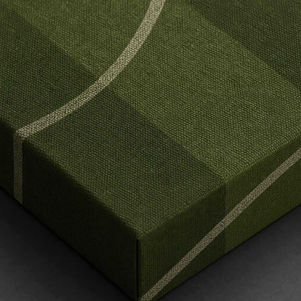 Deep Olive Pitch Geometry Canvas Wall Art canvas texture detail