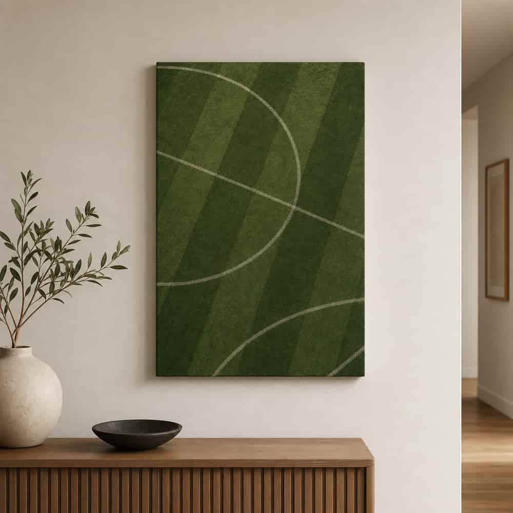 Deep Olive Pitch Geometry Canvas Wall Art 18×24 inch wrapped canvas wall mockup