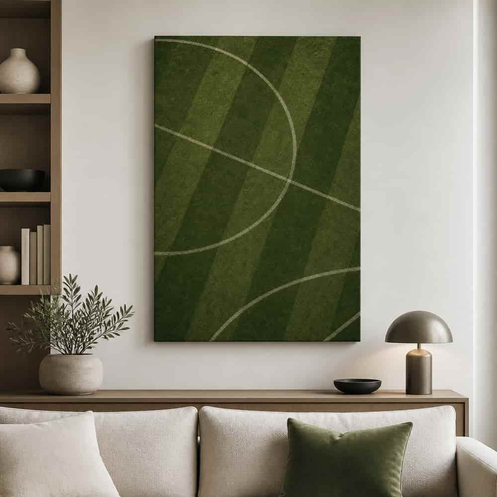 Deep Olive Pitch Geometry Canvas Wall Art 24×36 inch wrapped canvas wall mockup