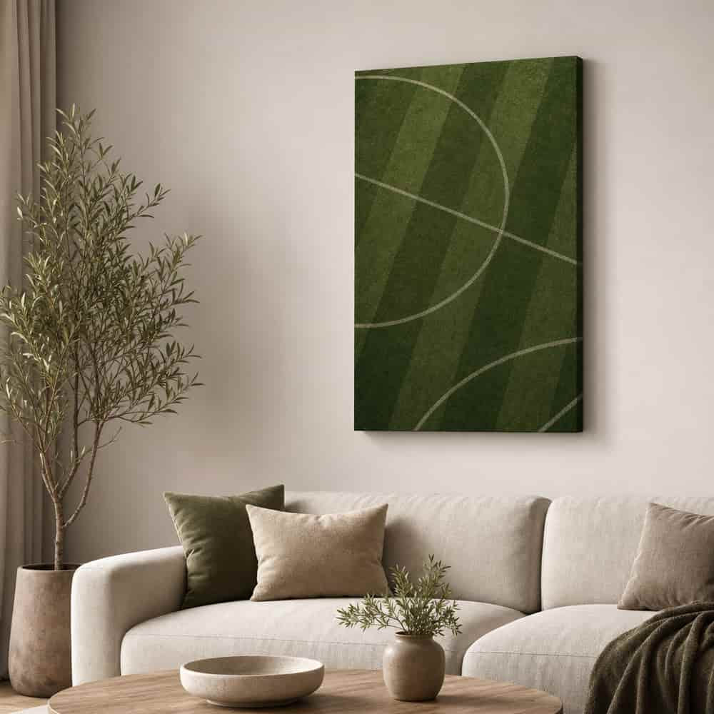 Deep Olive Pitch Geometry Canvas Wall Art modern wall mockup