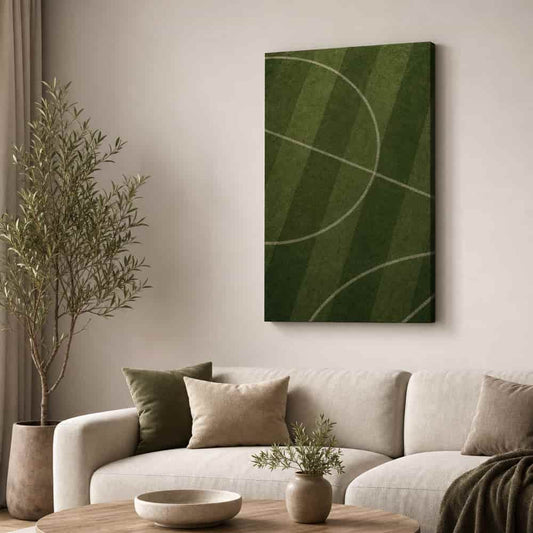 Deep Olive Pitch Geometry Canvas Wall Art modern wall mockup