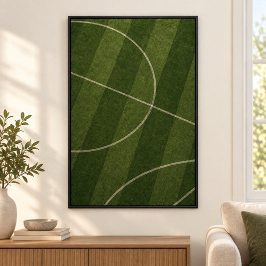 Deep Olive Pitch Geometry Modern Canvas Painting Wall Decor | black_independent_close