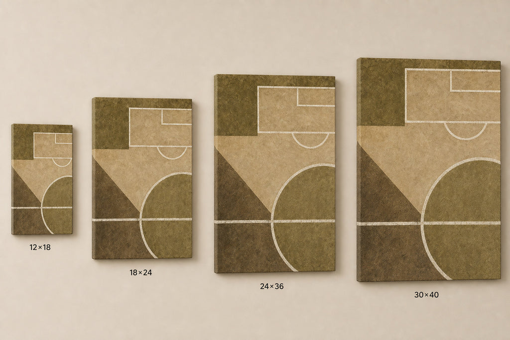 Sandstone Pitch Geometry Canvas Wall Art canvas size comparison